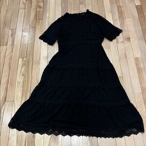 Lulu's Black Midi sheer with lining Dress